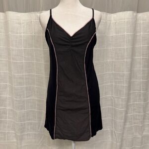 Enamor La Mode De Nuit Black Pink Polka Dot Mini Dress Stretchy